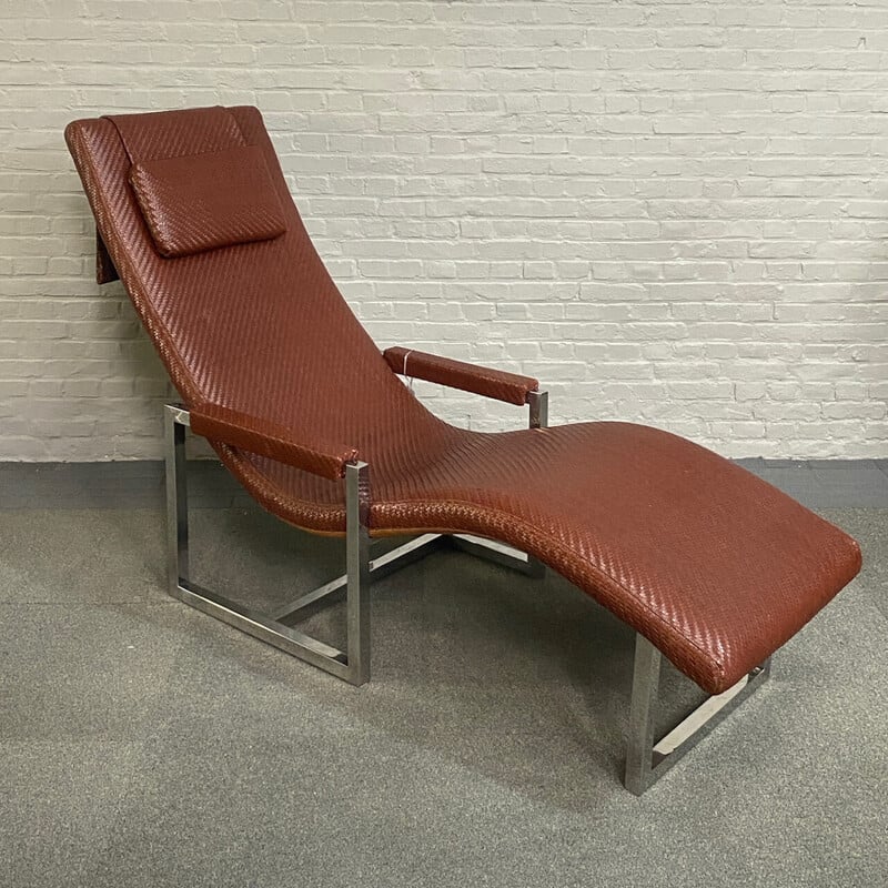 Vintage-Sessel aus geflochtenem Leder und verchromtem Metall von Ralph Lauren, 1999