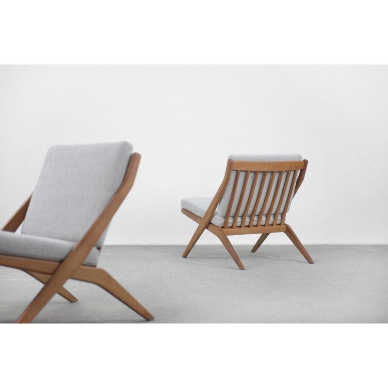 Paire de fauteuils vintage en chêne ciseaux par Folke Ohlsson pour Bodafors, Suède 1962