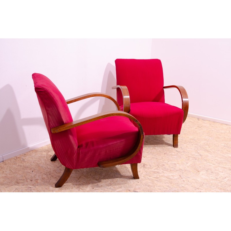 Pair of vintage “C” armchairs in bentwood by Jindřich Halabala for Up Závody, Czechoslovakia 1950