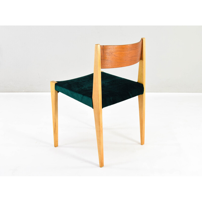 Set of 4 vintage teak and beech chairs, 1960