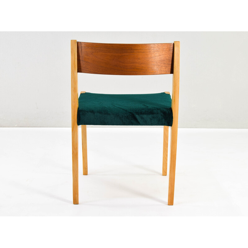 Set of 4 vintage teak and beech chairs, 1960