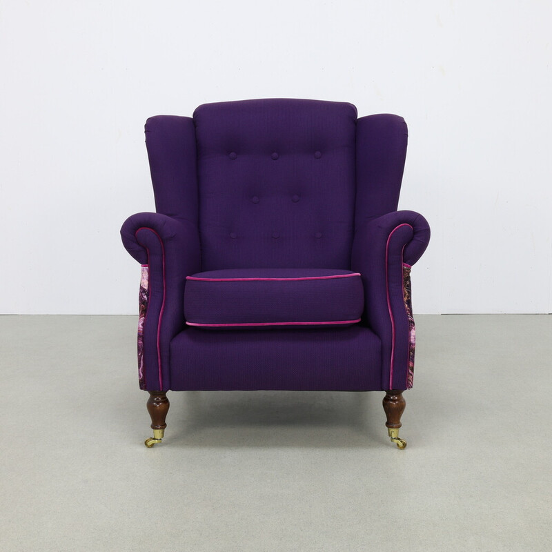 Vintage wool wingback armchair for Jab Anstoetz