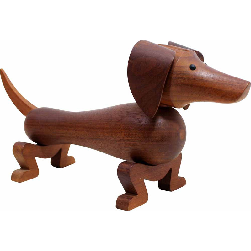 Vintage solid teak dachshund by Kay Bojesen for Rosendhal, 1950