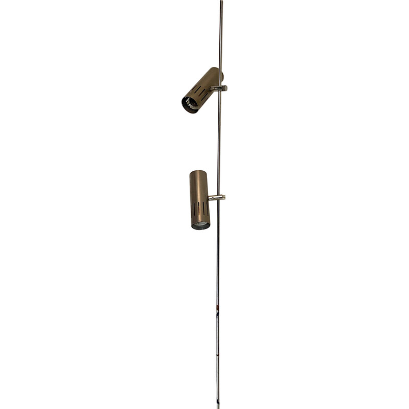 Vintage model A 14 floor lamp in brushed aluminum and chrome metal by Alain Richard for Disderot, 1960