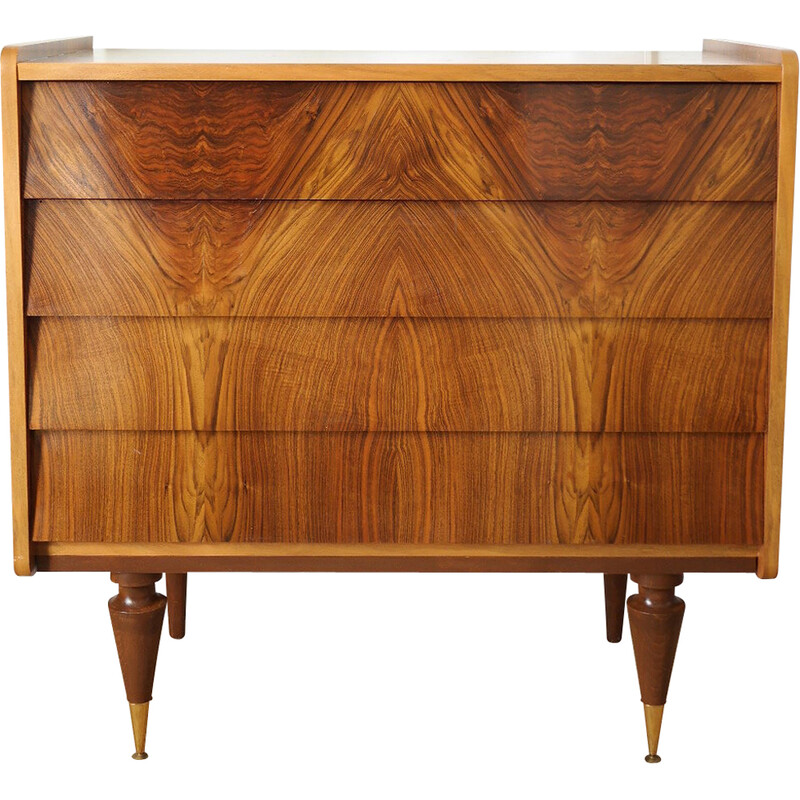 Vintage chest of drawers in walnut veneer, 1960