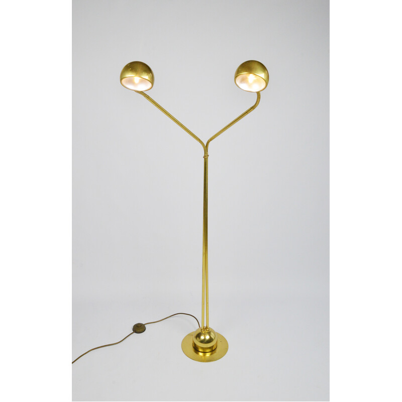 Vintage double golden floor lamp, 1980