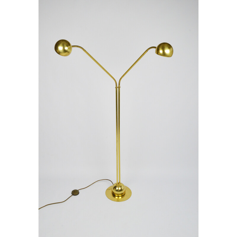 Vintage dubbele gouden vloerlamp, 1980