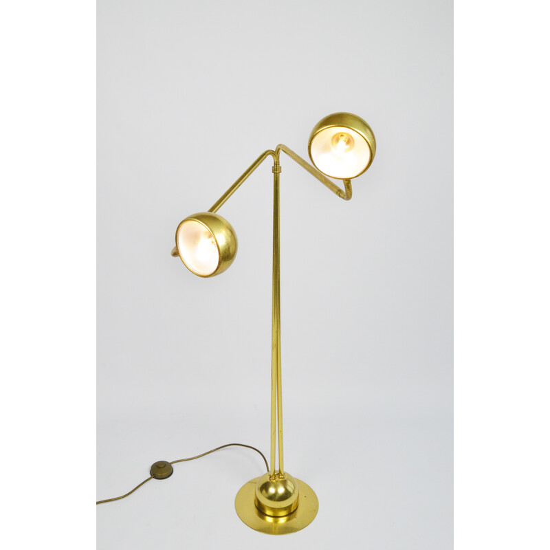 Vintage double golden floor lamp, 1980