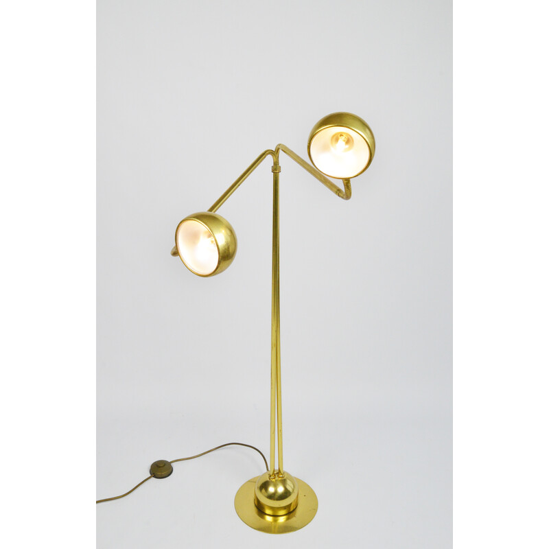 Vintage dubbele gouden vloerlamp, 1980