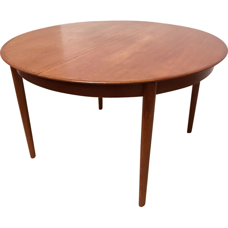 Mid century vintage Danish Dyrlund extending round dining table - 1960s