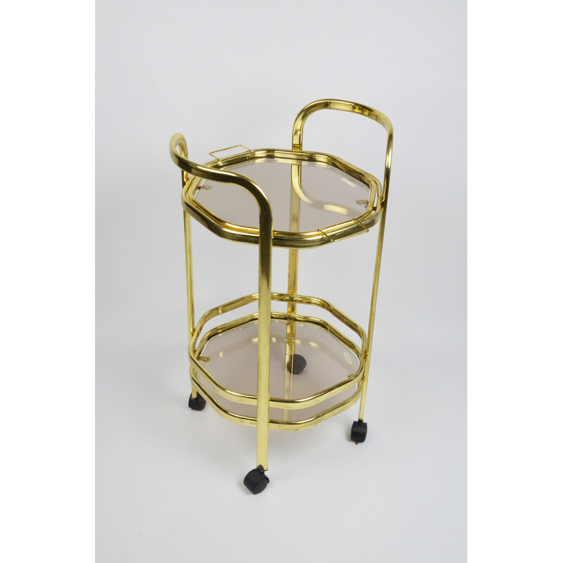 Vintage gilded glass bar table with top, 1980