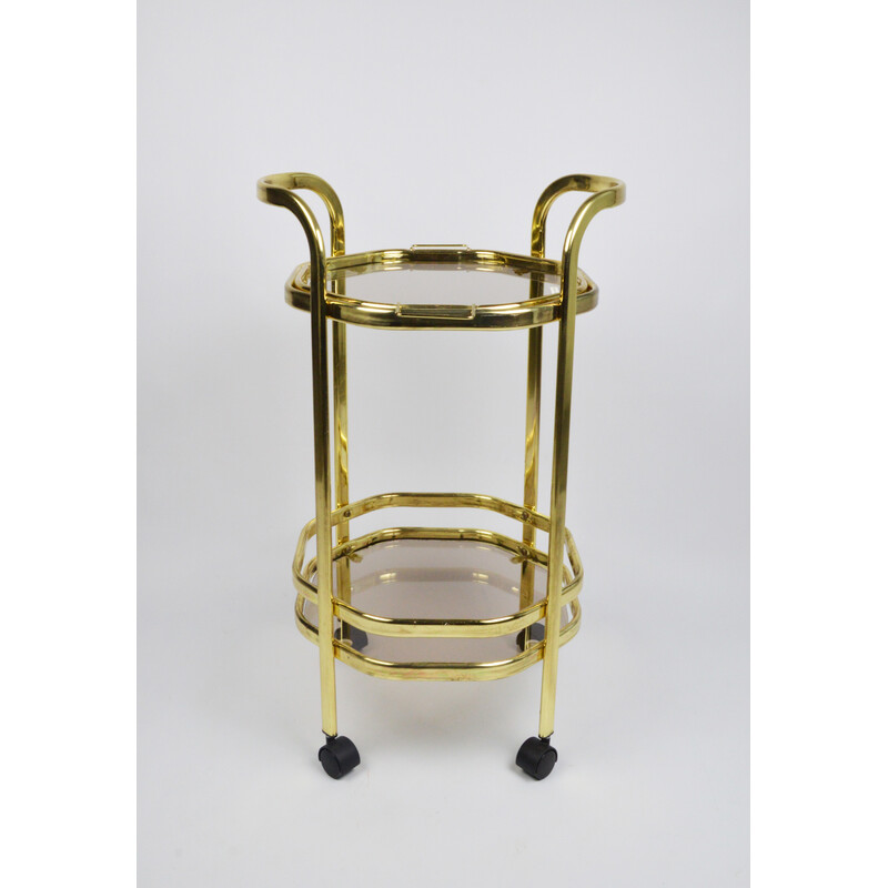 Vintage gilded glass bar table with top, 1980