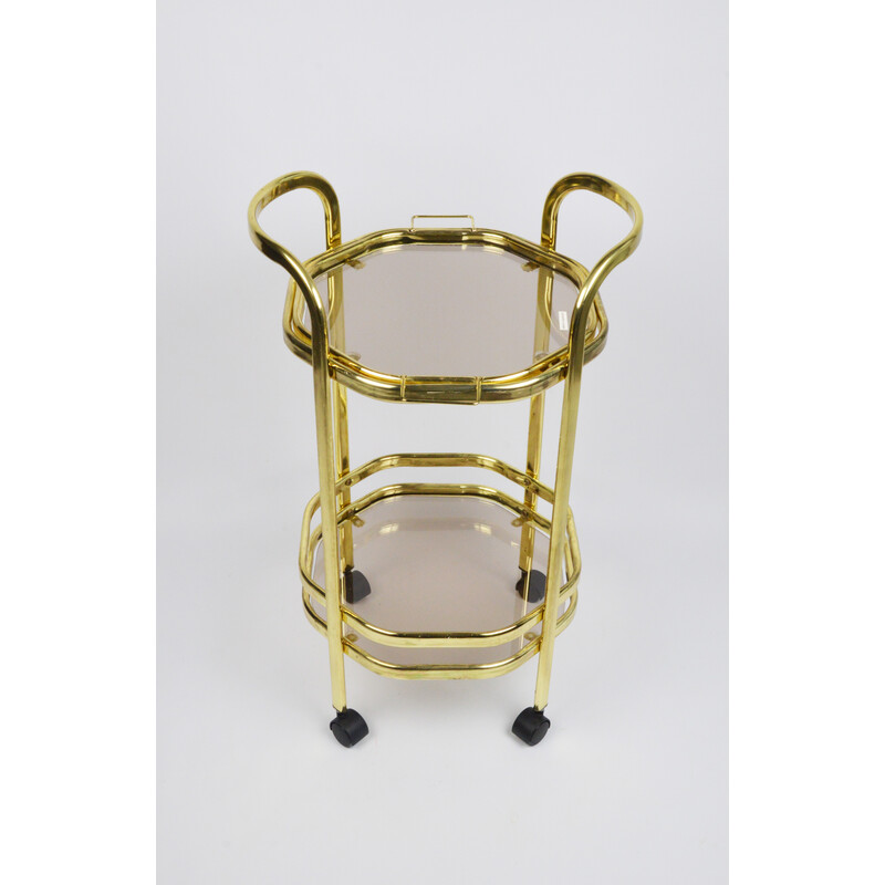 Vintage gilded glass bar table with top, 1980