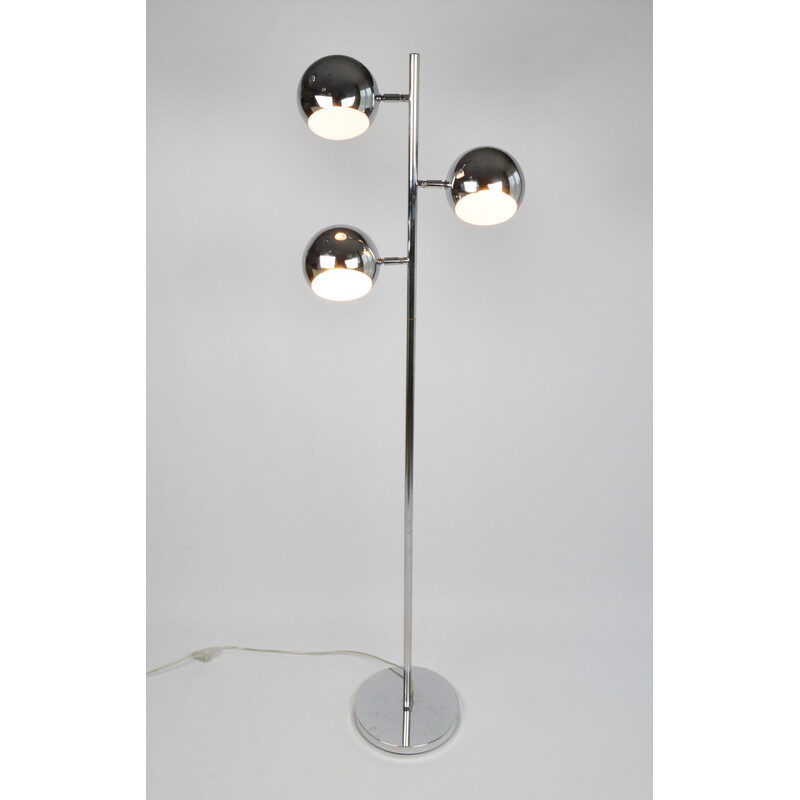 Vintage Space Age floor lamp in chrome steel, 1980