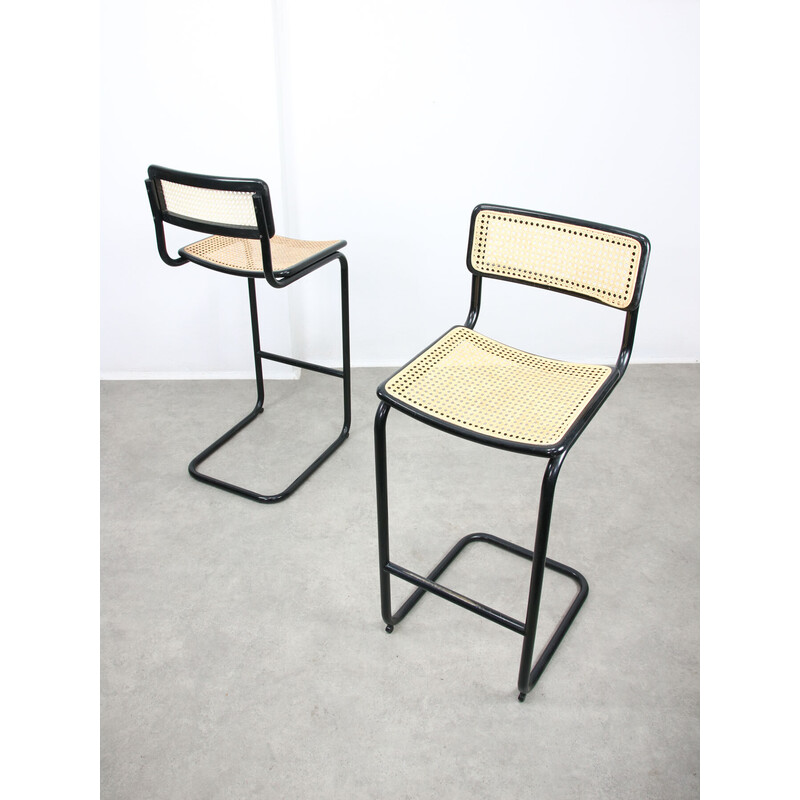 Pair of vintage Cesca bar chairs by Marcel Breuer