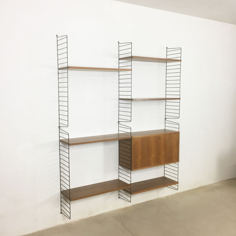 Swedish walnut wall unit by Nisse Strinning for String - 1960s