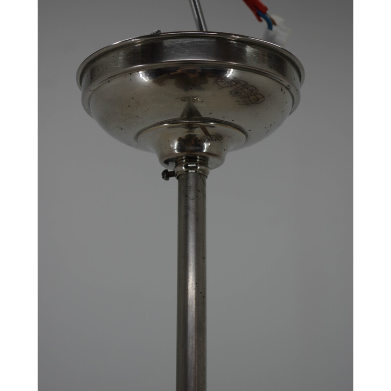 Lámpara Art Déco vintage de cristal opalino con 4 llamas, 1930