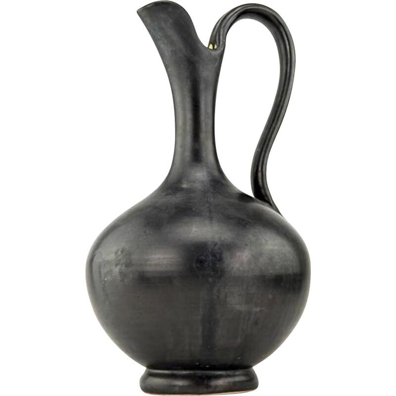 Large black pitcher in ceramics produced by Vallauris - 1950s