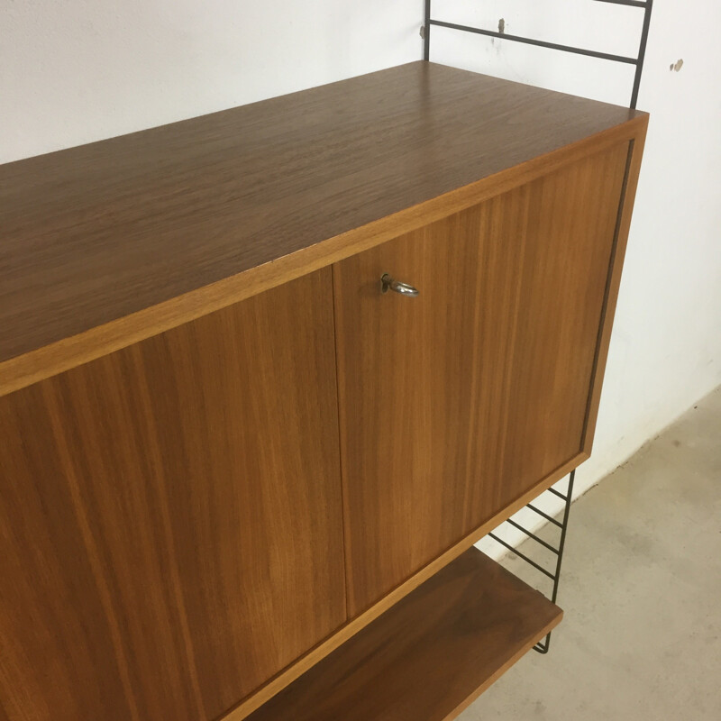 Swedish walnut wall unit by Nisse Strinning for String - 1960s