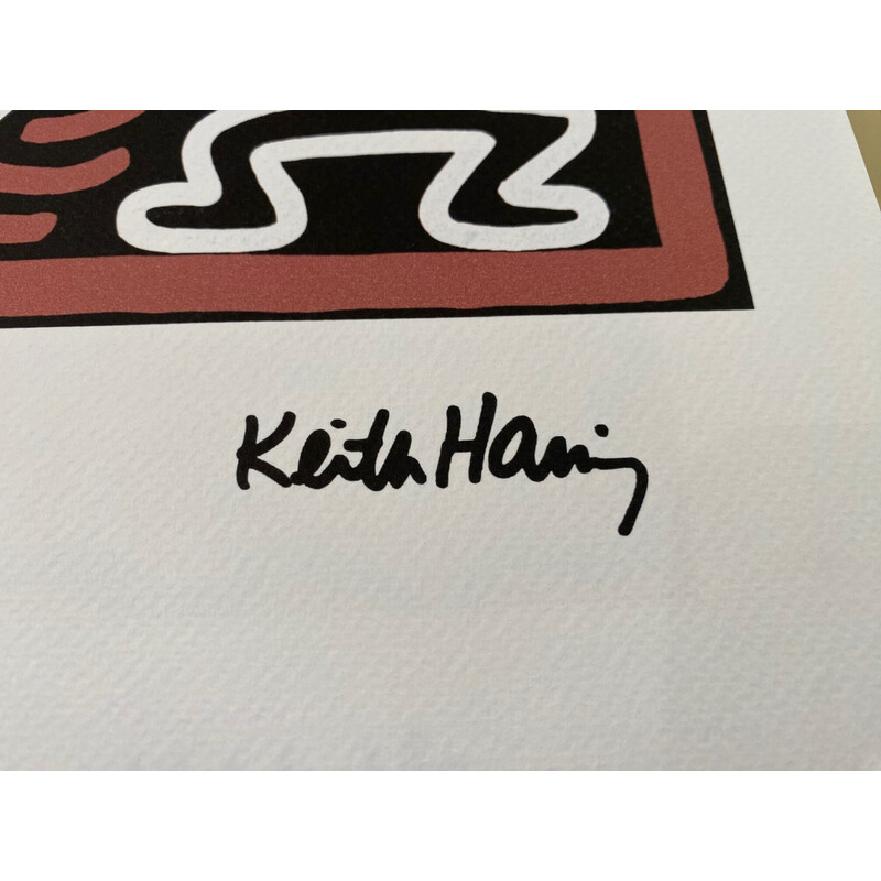 Vintage zeefdruk van Keith Haring, 1990