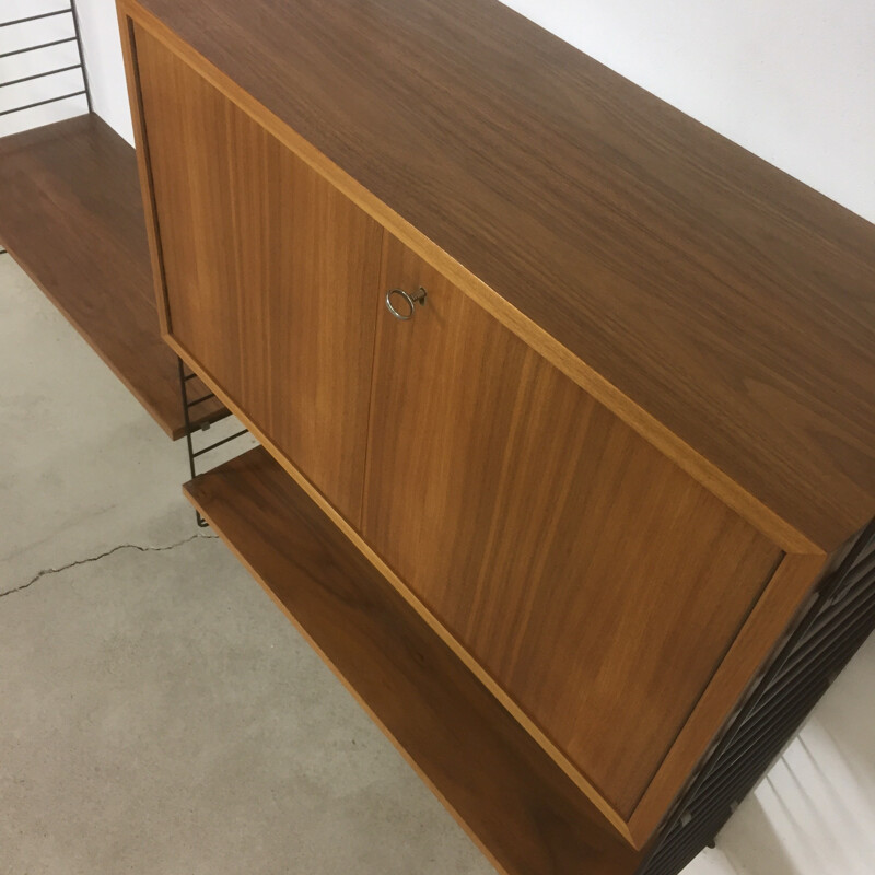 Swedish walnut wall unit by Nisse Strinning for String - 1960s