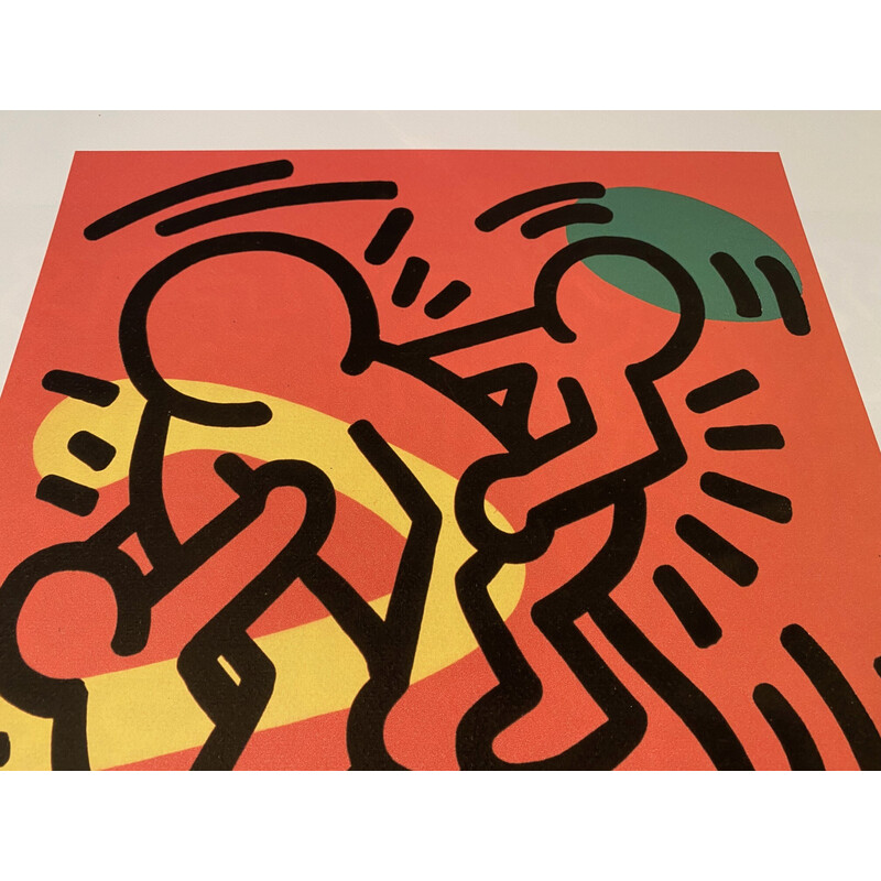Vintage screen print "Love Family" by Keith Haring, 1990