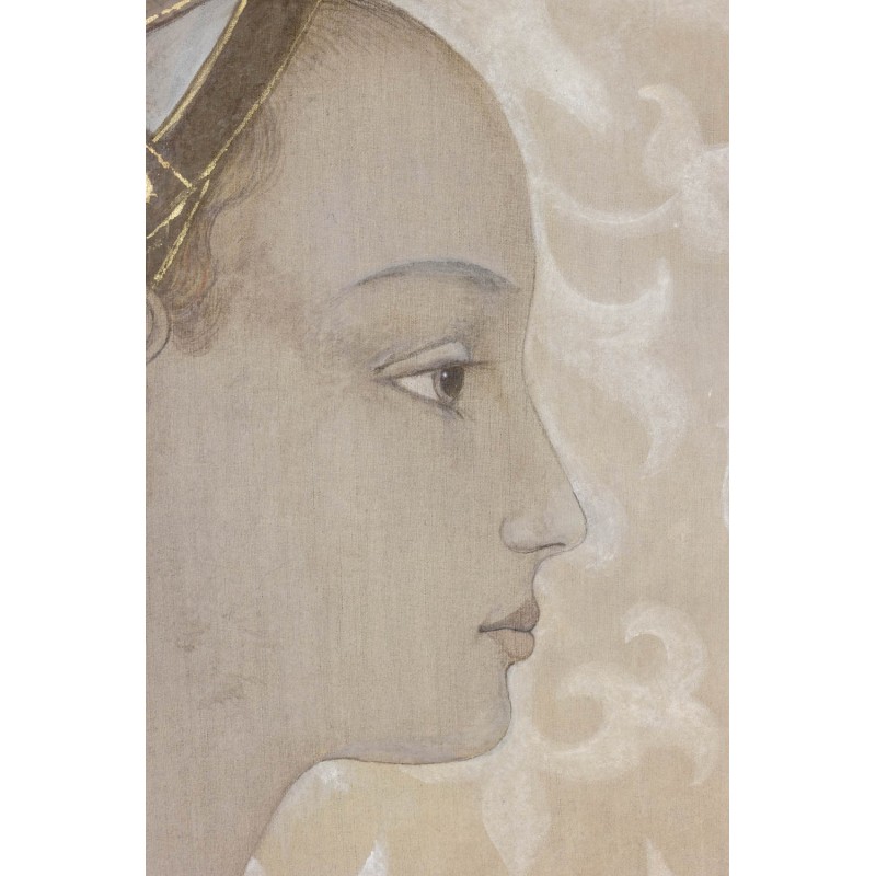 Toile peinte vintage représentant une femme noble de profil, France