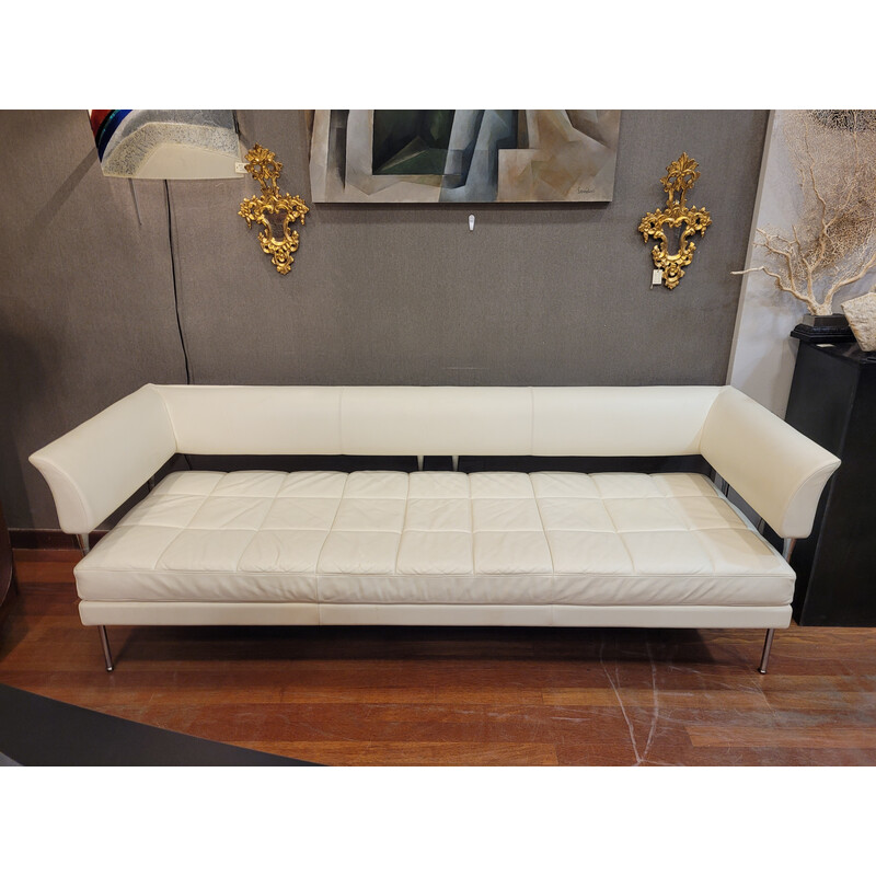 Vintage Hydra Castor 3-seater sofa in chrome steel and white leather by Luca Scacchetti for Casa Poltrona Frau