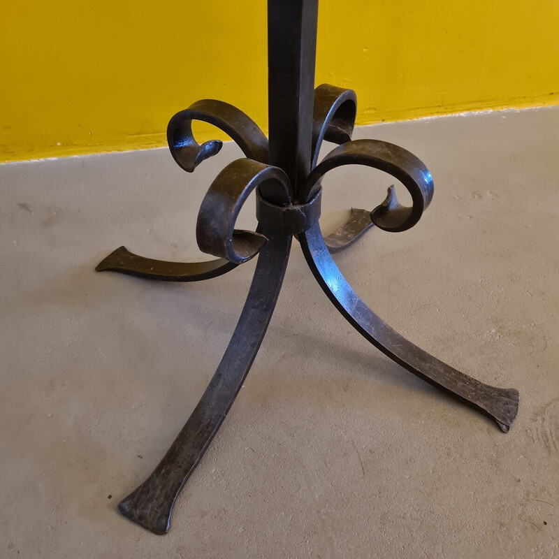 Vintage wrought iron candlestick with loop, 1970