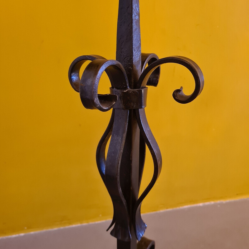 Vintage wrought iron candlestick with loop, 1970