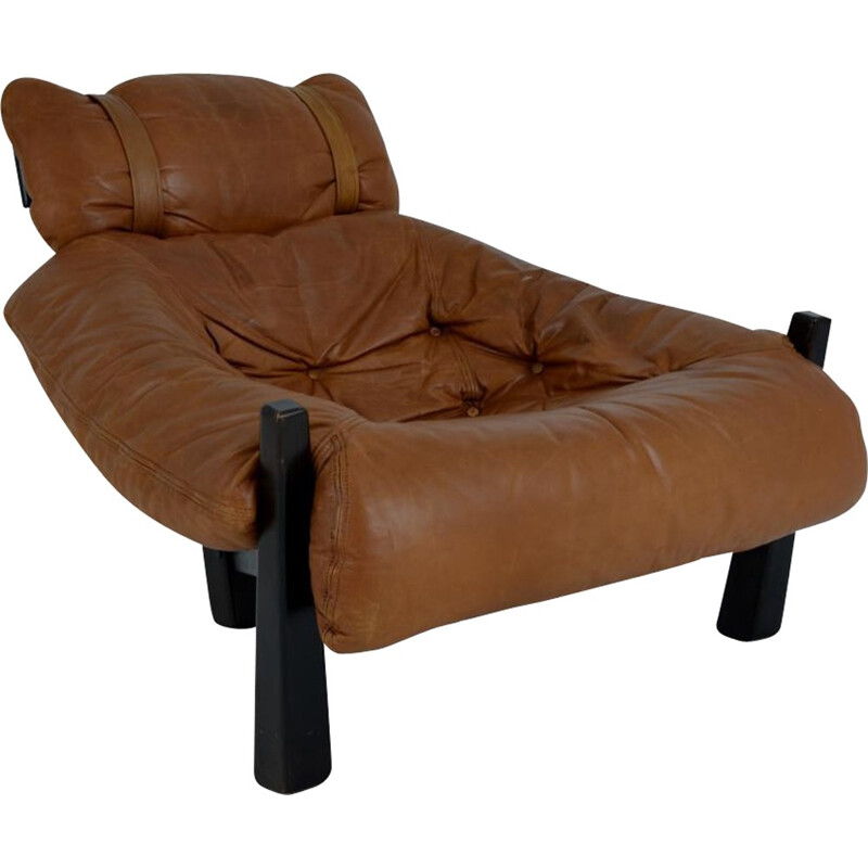 Brown leather armchair by Gérard Van Den Berg for Montis - 1970s