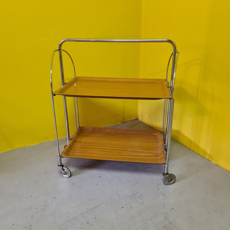Vintage chrome and plastic serving trolley, 1960