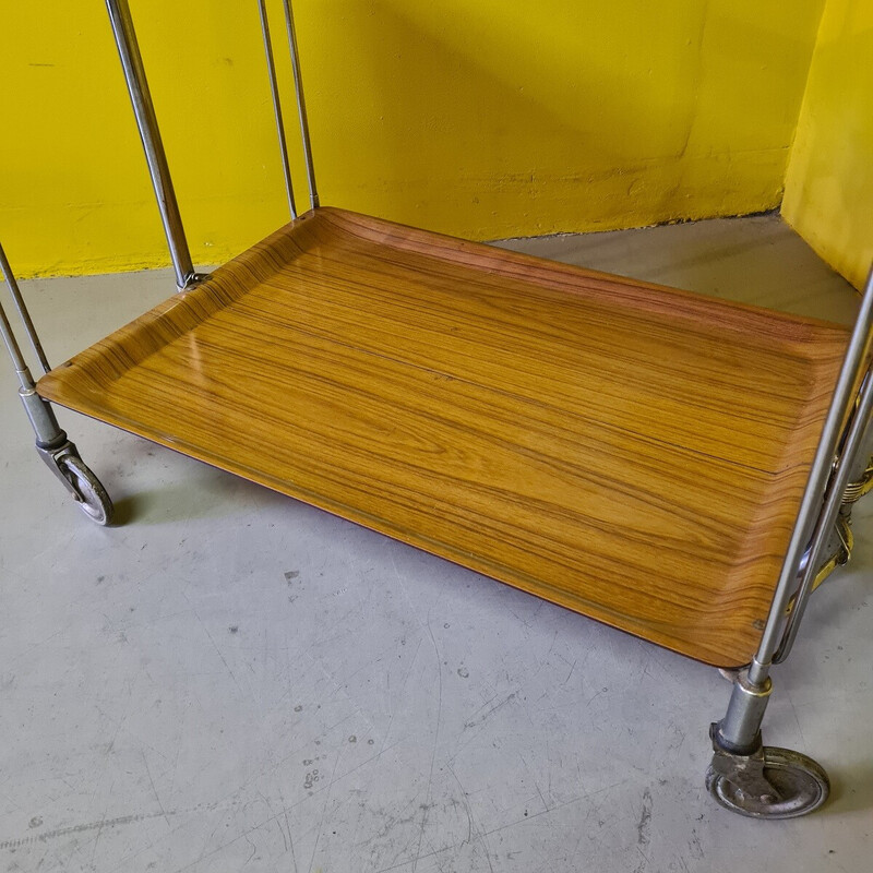 Vintage chrome and plastic serving trolley, 1960