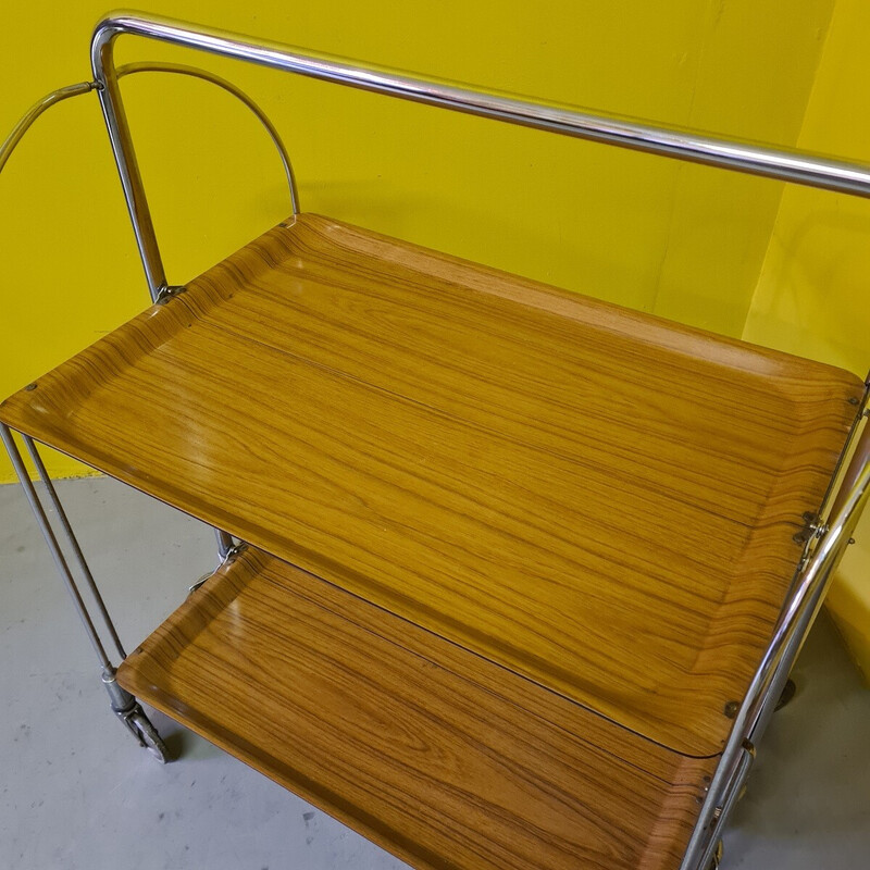 Vintage chrome and plastic serving trolley, 1960