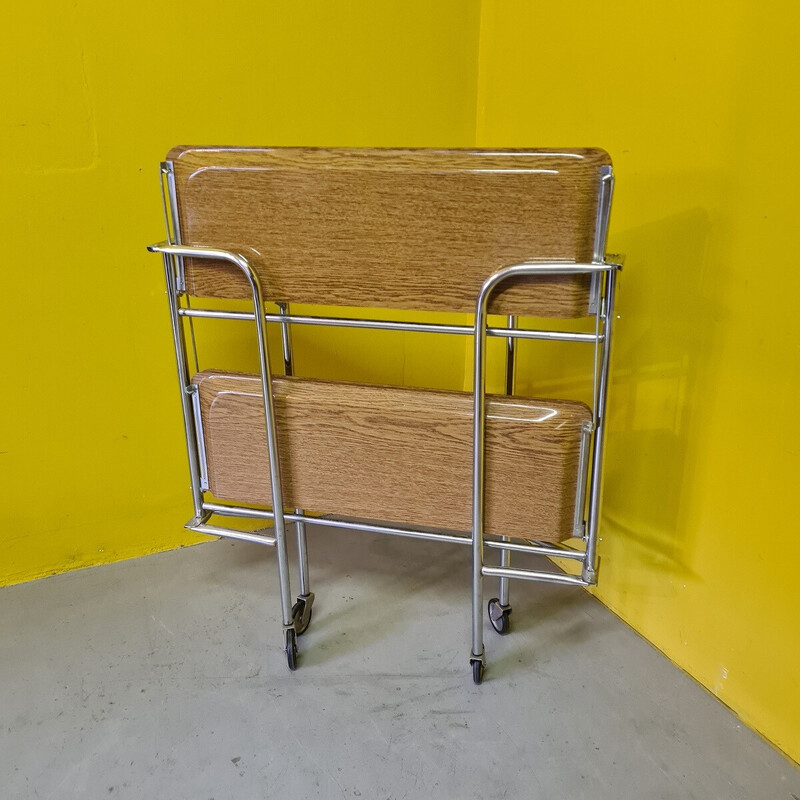 Vintage folding chrome serving trolley, 1970