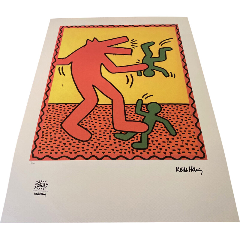 Vintage screenprint by Keith Haring, 1990