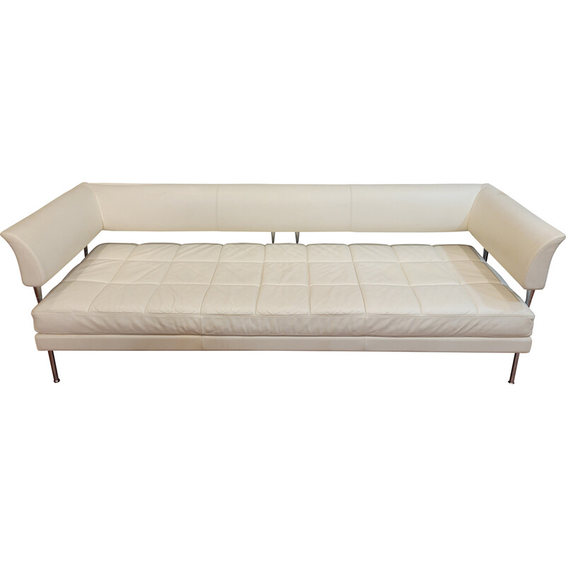 Vintage Hydra Castor 3-seater sofa in chrome steel and white leather by Luca Scacchetti for Casa Poltrona Frau
