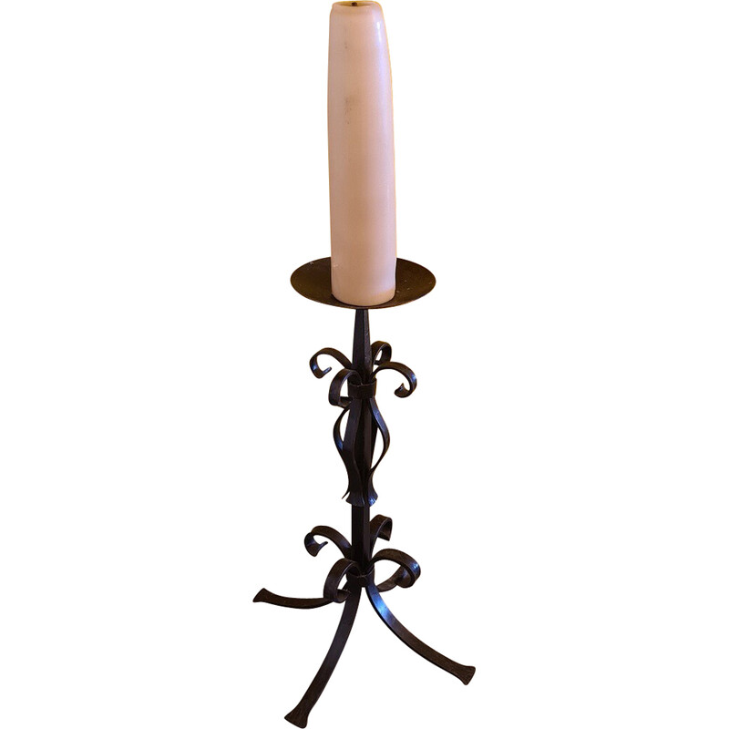 Schmiedeeiserner Kerzenständer mit Schlaufe, 1970