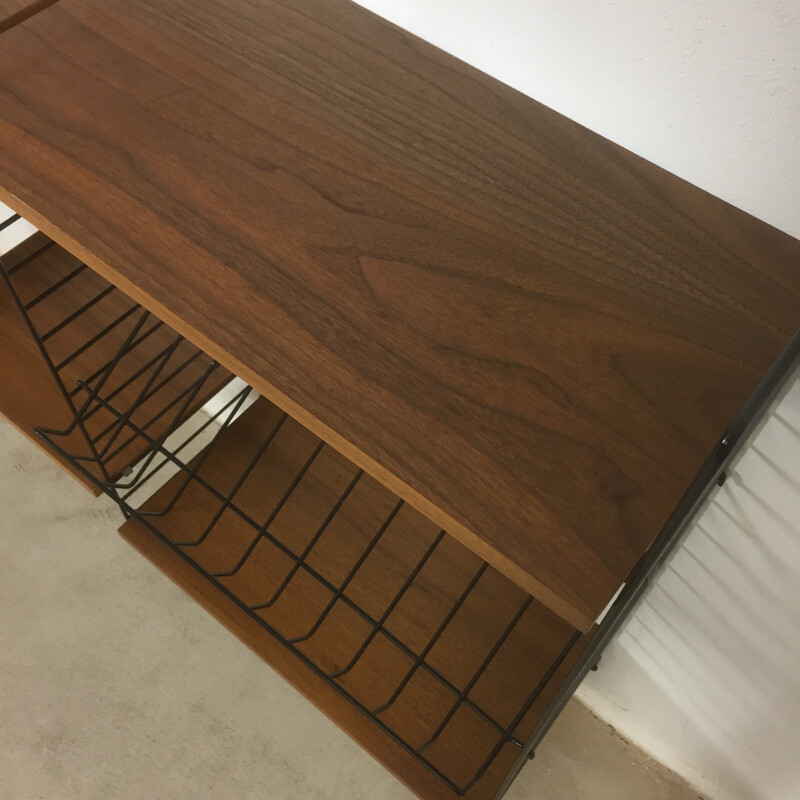 Swedish walnut wall unit by Nisse Strinning for String - 1960s