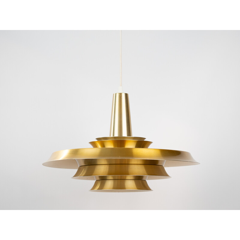 Vintage aluminum pendant lamp, Denmark 1980