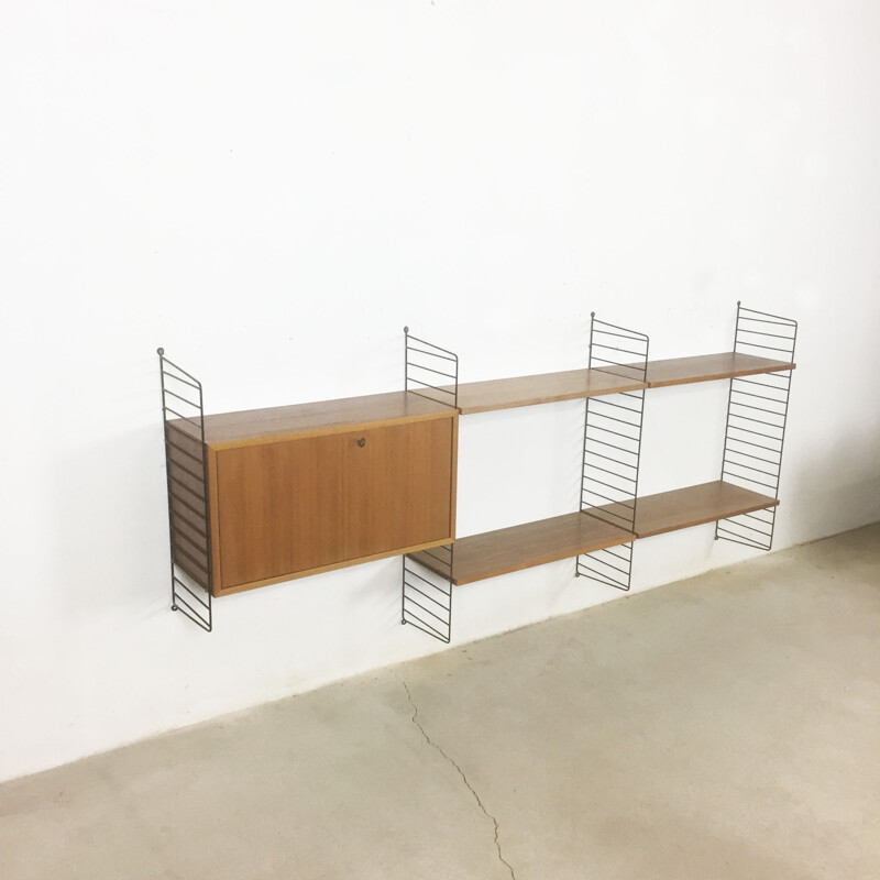 Swedish walnut wall unit by Nisse Strinning for String - 1960s