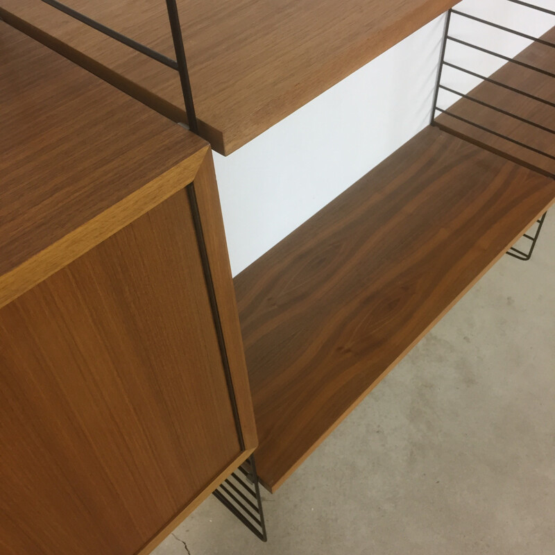 Swedish walnut wall unit by Nisse Strinning for String - 1960s