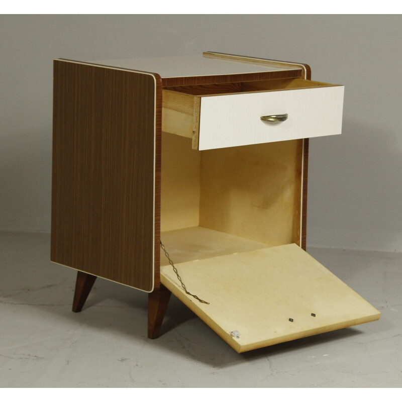 Mesa de cabeceira vintage em madeira e fórmica, Alemanha 1960