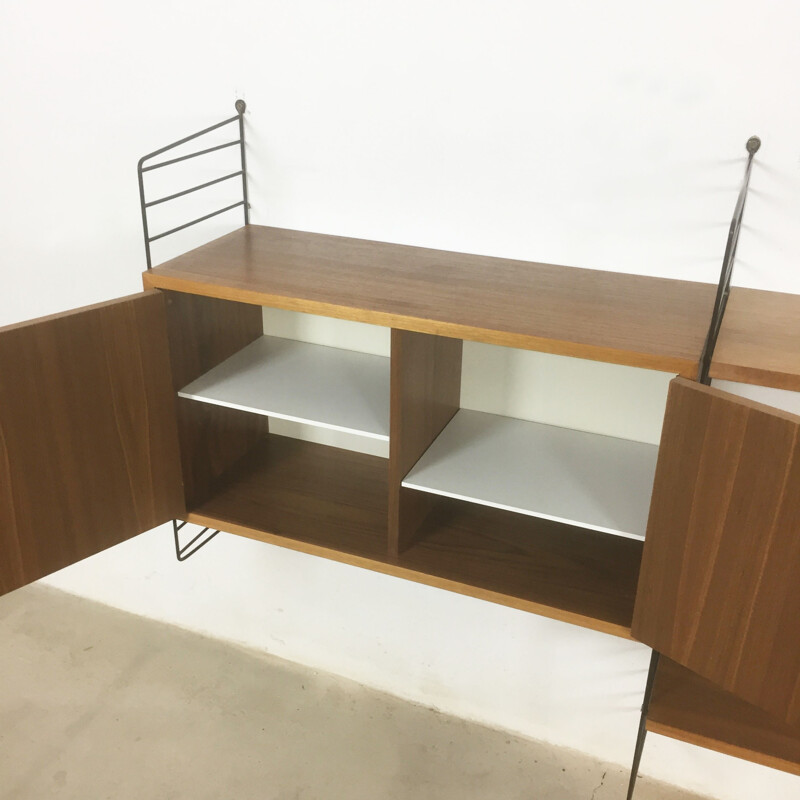 Swedish walnut wall unit by Nisse Strinning for String - 1960s