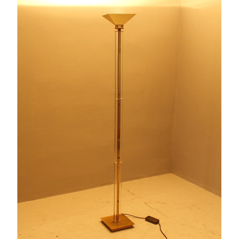 Lámpara de pie vintage de latón para Baulmann, 1980