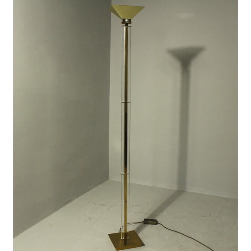 Lámpara de pie vintage de latón para Baulmann, 1980