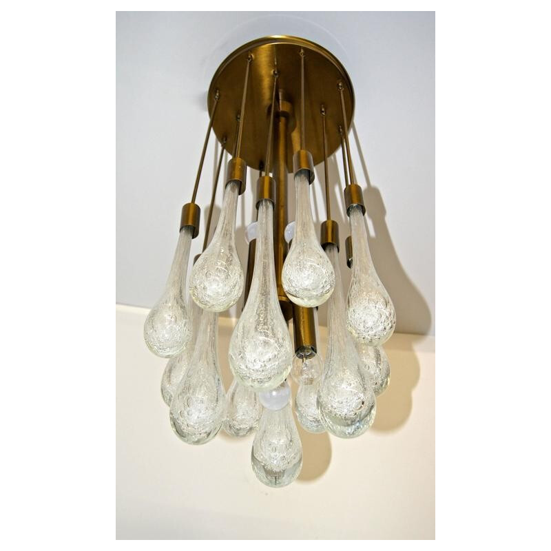 Italian brass and glass teardrop chandelier - 1960s