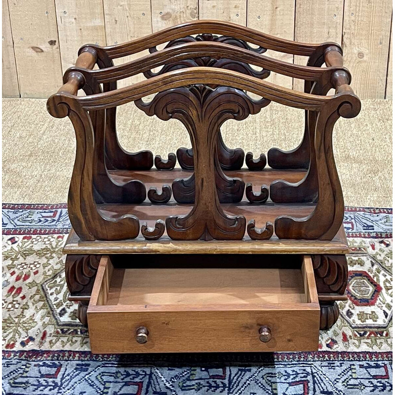 Vintage mahogany magazine rack, England 1950