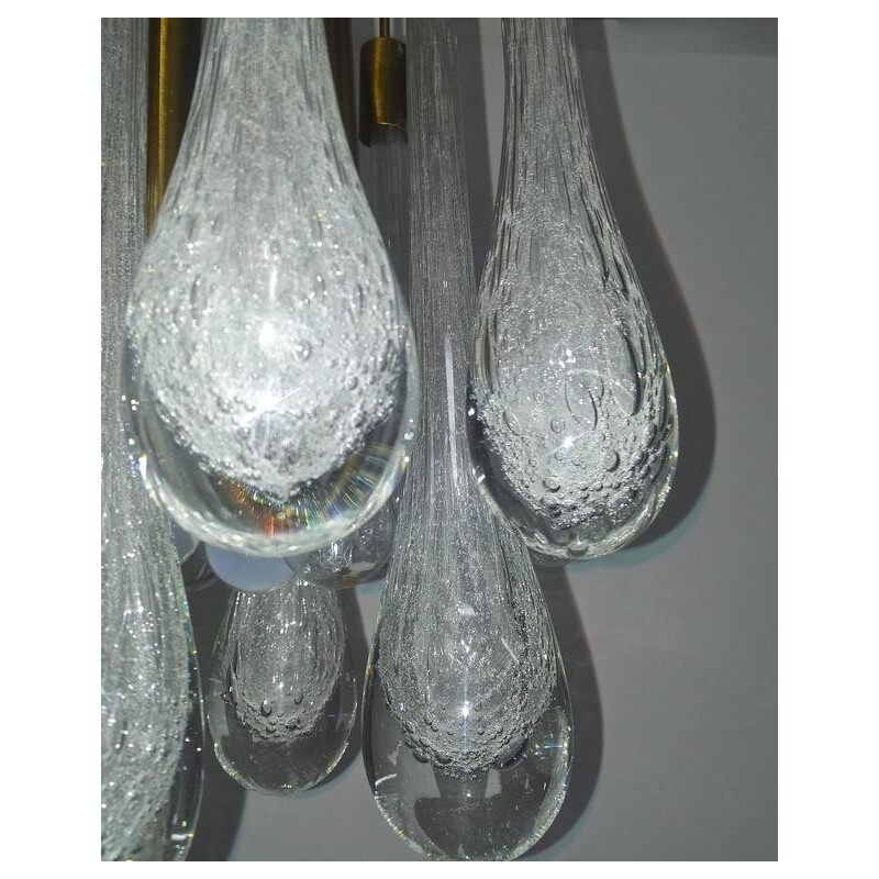 Lustre en laiton et verres à bulles transparentes - 1960