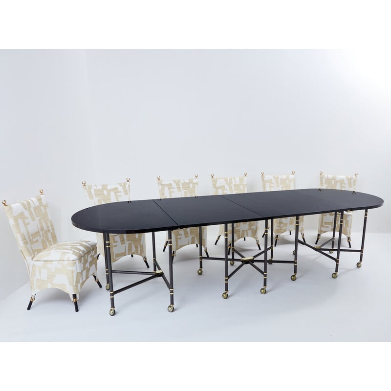 Table à repas vintage Royal extensible en chêne massif par Pierre Delbée pour Maison Jansen, 1960